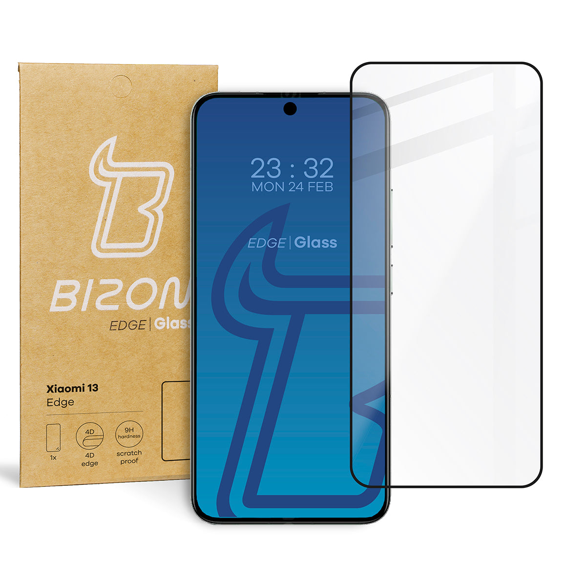 Gehärtetes Glas Bizon Glass Edge für Xiaomi 13 / Xiaomi 14, Schwarz