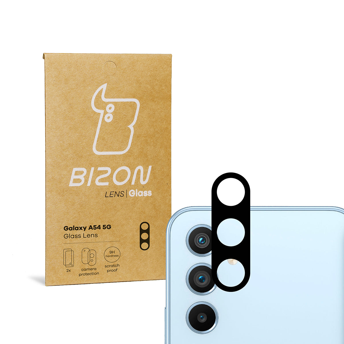 Gehärtetes Glas für die Kamera Bizon Glass Silk Lens für Galaxy A54 5G, 2 Stück
