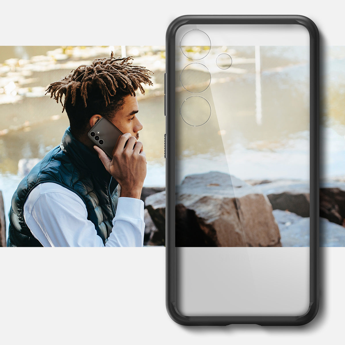 Schutzhülle für Galaxy S24, Spigen Ultra Hybrid, Transparent-Schwarz