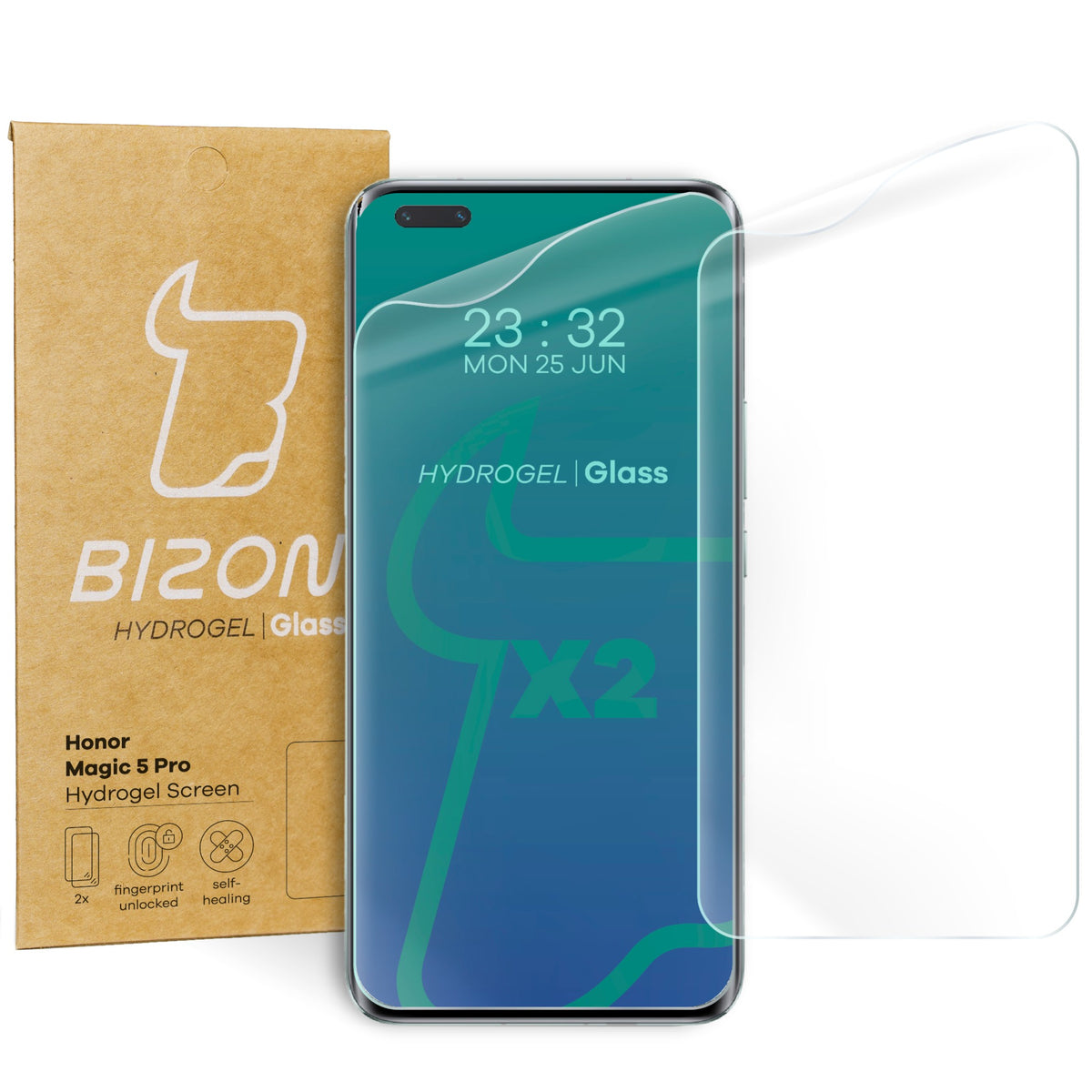 Hydrogel Folie für den Bildschirm Bizon Film Hydrogel Front Duo für Honor Magic5 Pro, 2 Stück