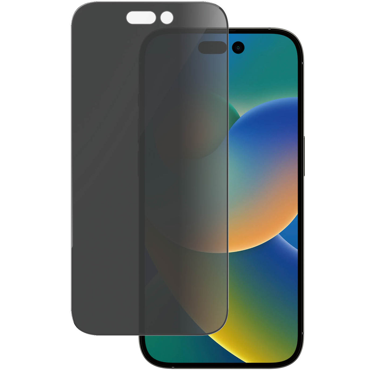 Gehärtetes Glas für das gesamte Display PanzerGlass Ultra-Wide Fit Privacy + EasyAligner für iPhone 14 Pro, Getönte mit schwarzer Rahmen