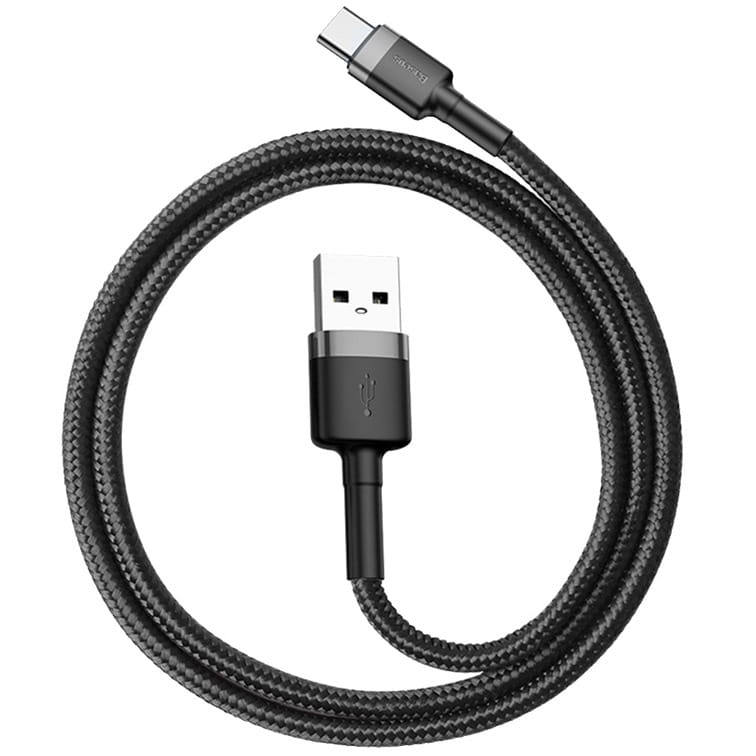 Kabel Baseus Cafule 3A USB-A für USB-C 0,5m, Schwarz-Grau