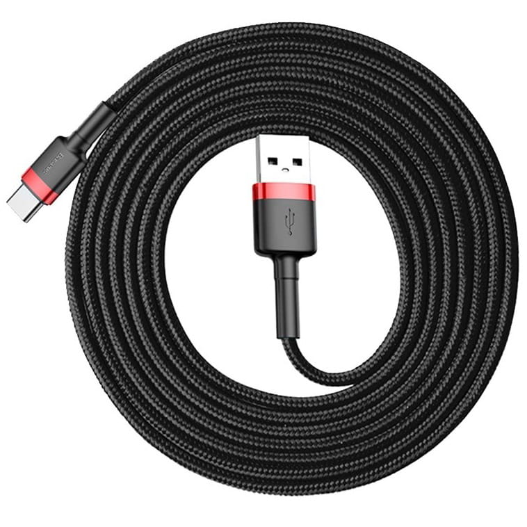 Kabel Baseus Cafule 2A USB-A für USB-C 2m, Schwarz-Rot