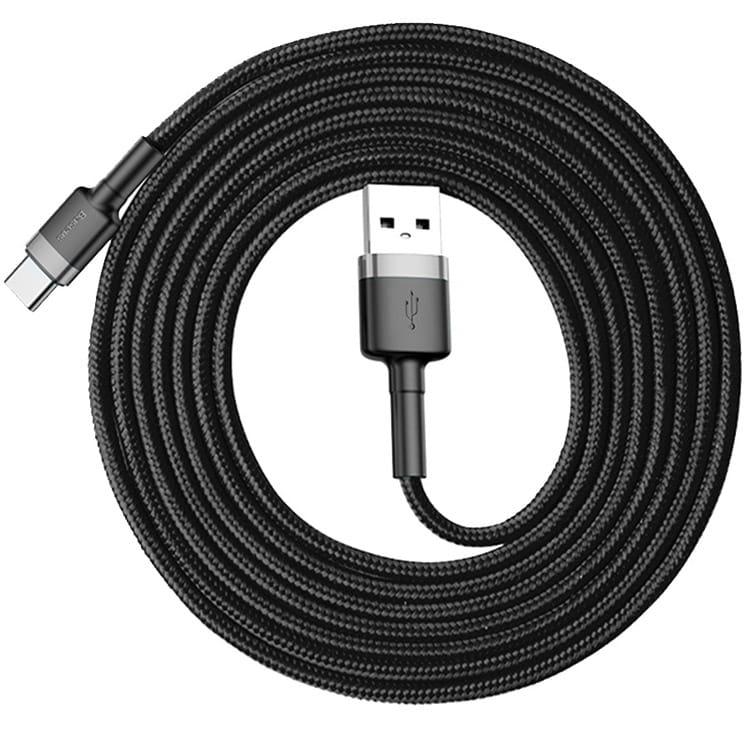 Kabel Baseus Cafule 2A USB-A für USB-C 2m, Schwarz-Grau