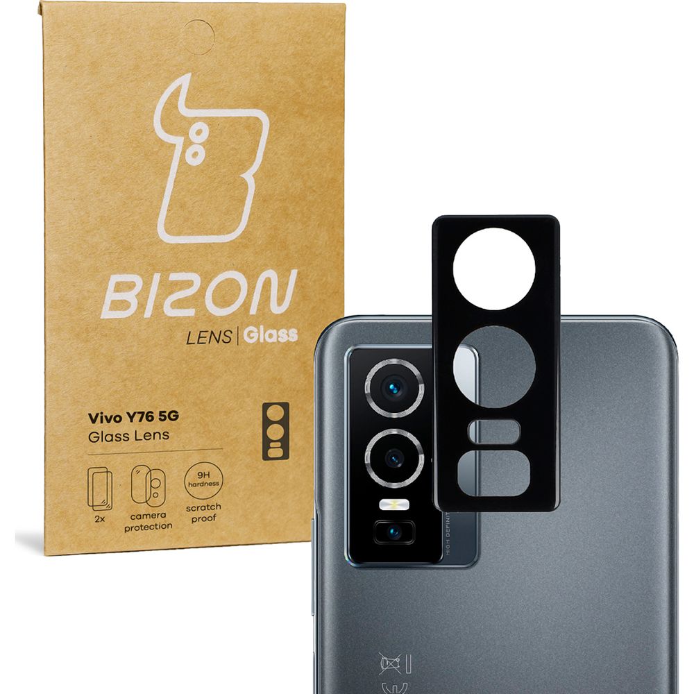 Gehärtetes Glas für die Kamera Bizon Glass Silk Lens für Vivo Y76 5G, 2 Stück