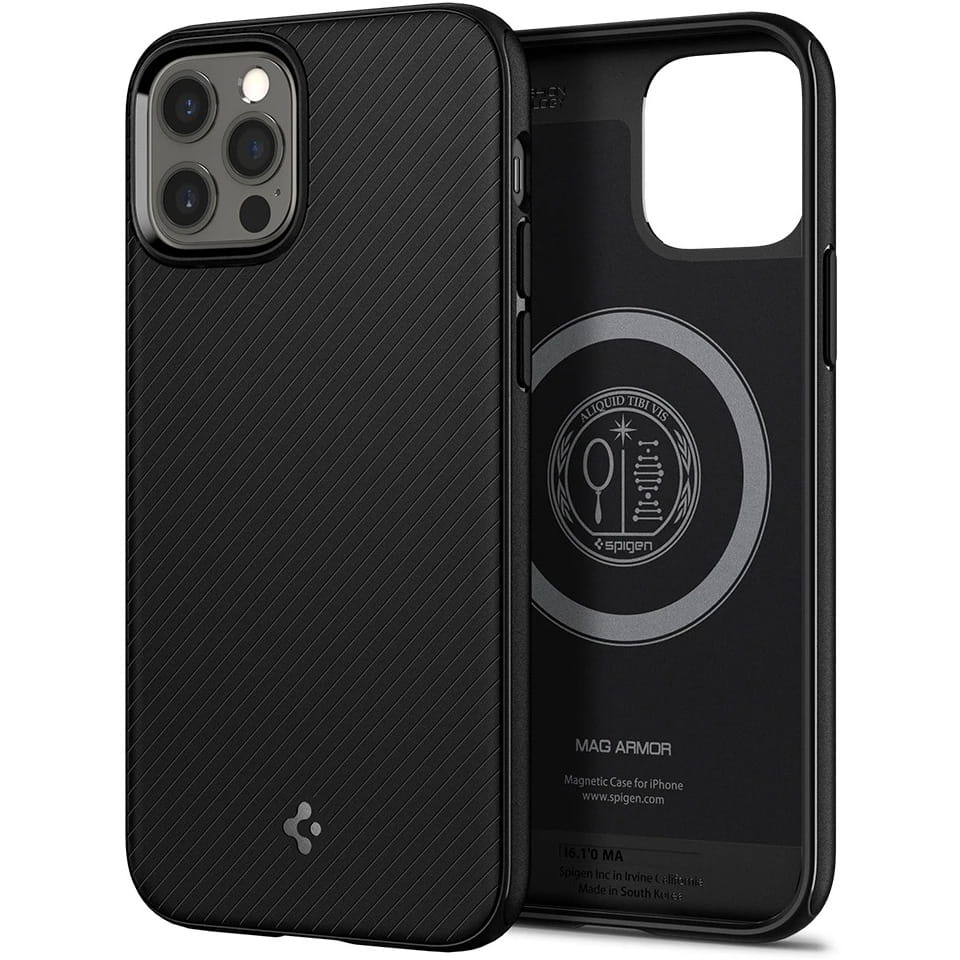 Schutzhülle Spigen Mag Armor MagSafe für iPhone 12 / 12 Pro, Schwarz