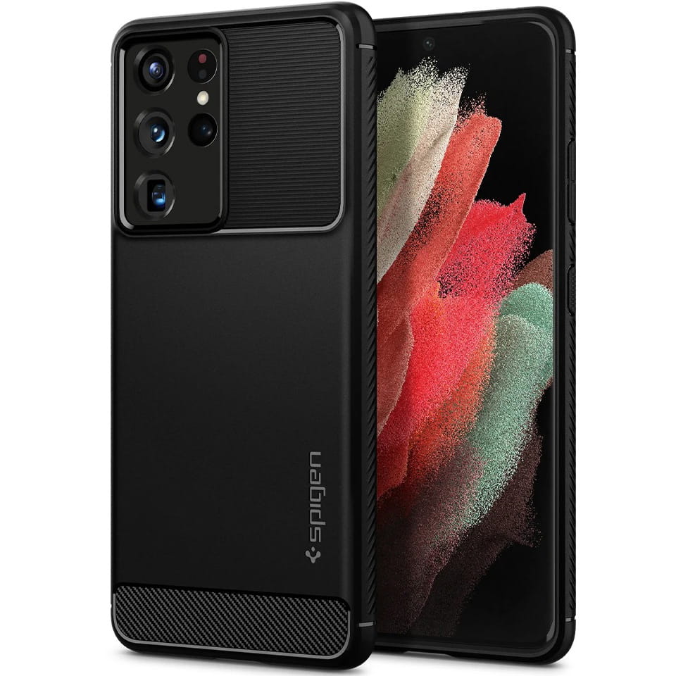 Schutzhülle Spigen Rugged Armor für Galaxy S21 Ultra 5G schwarz