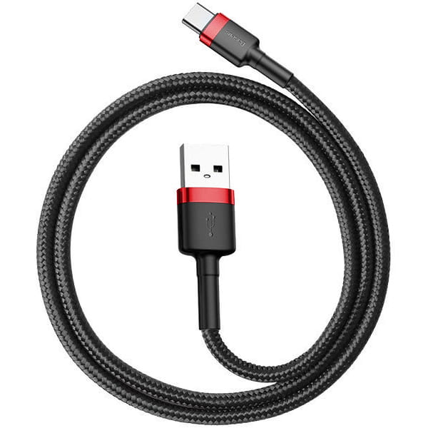 Kabel Baseus Cafule 3A USB-A für USB-C 1m, Schwarz-Rot