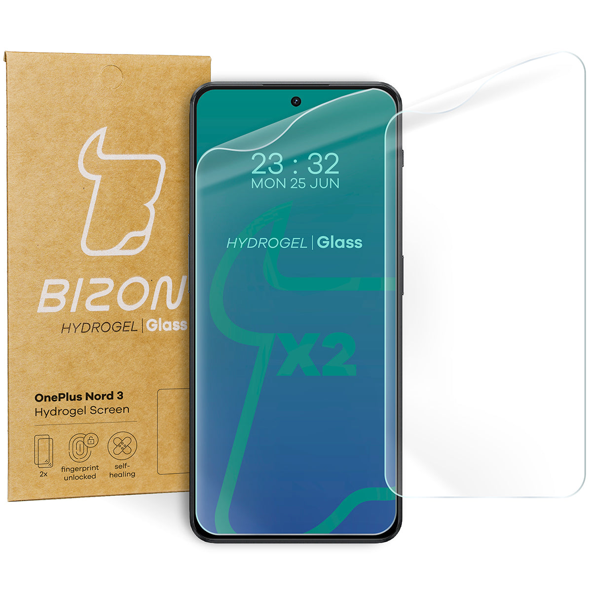 Hydrogel Folie für den Bildschirm Bizon Film Hydrogel Front Duo für OnePlus Nord 3, 2 Stück