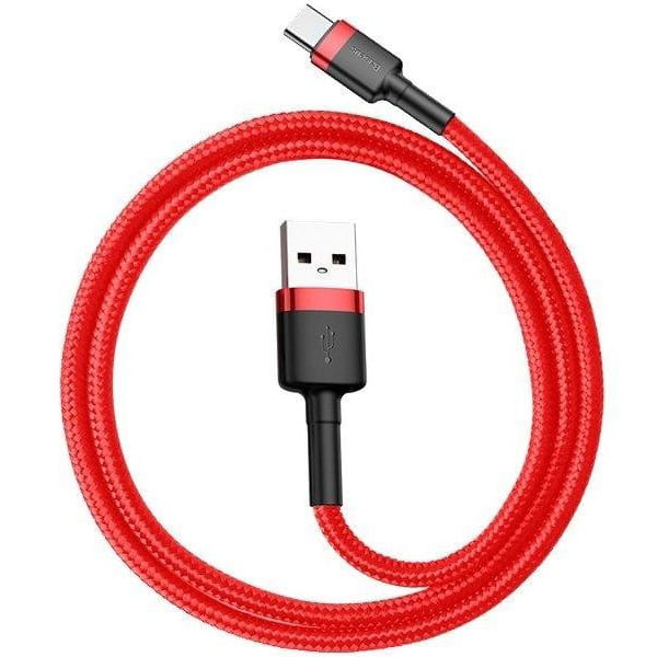 Kabel Baseus Cafule 3A USB-A für USB-C 1m, Rot-Rot