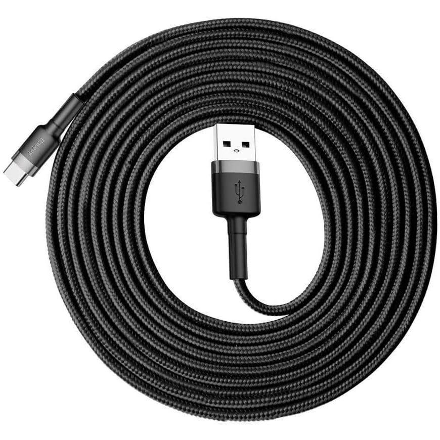 Kabel Baseus Cafule 2A USB-A für USB-C 3m, Schwarz-Grau