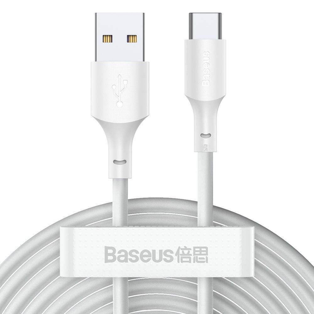 Kabel Baseus Simple Wisdom USB-A für USB-C 5A QC3.0 40W 1.5m, Weiß