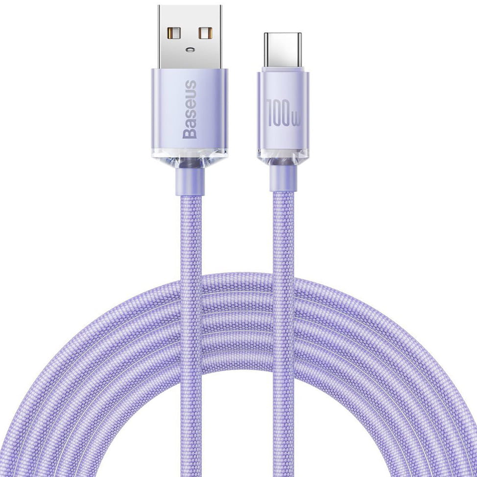 Kabel Baseus Crystal Shine 100W 5A USB-A für USB-C 2m, Violett