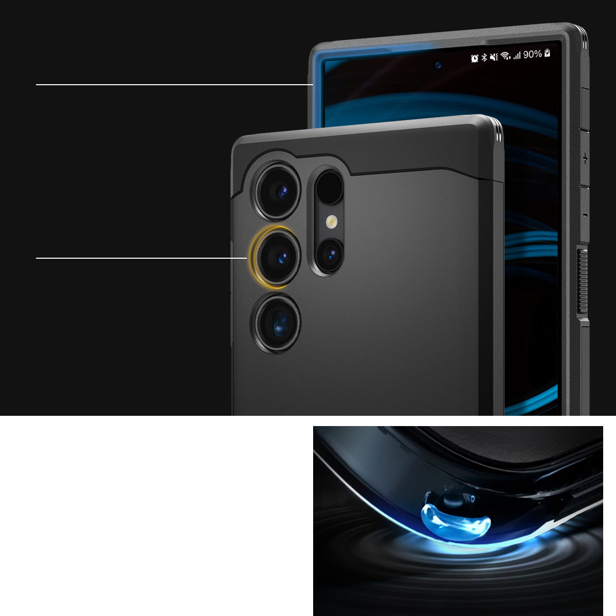 Schutzhülle für Galaxy S24 Ultra, Spigen Tough Armor, Schwarz