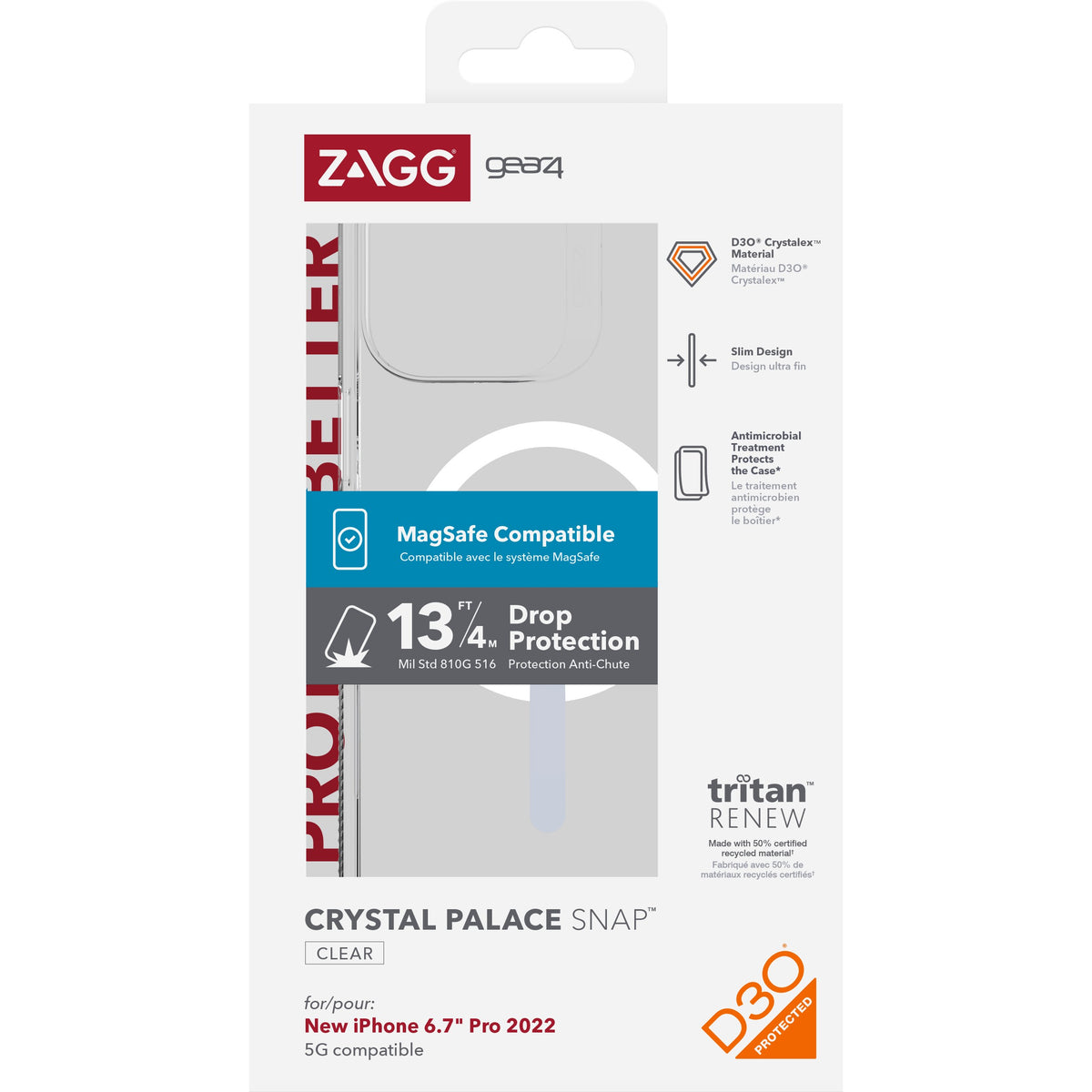Schutzhülle Zagg Gear4 Crystal Palace Snap für iPhone 14 Pro Max, transparent