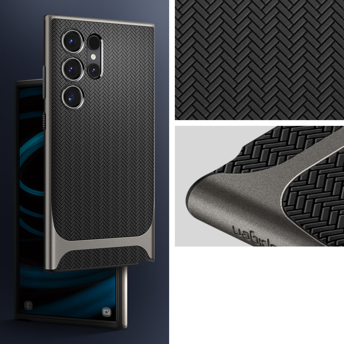Schutzhülle für Galaxy S24 Ultra, Spigen Neo Hybrid, Rotguss-Schwarz
