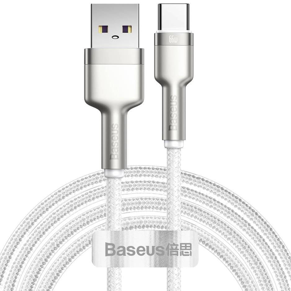 Kabel Baseus Cafule Metal USB-A für USB-C 66W, 6A, 2m, weiß