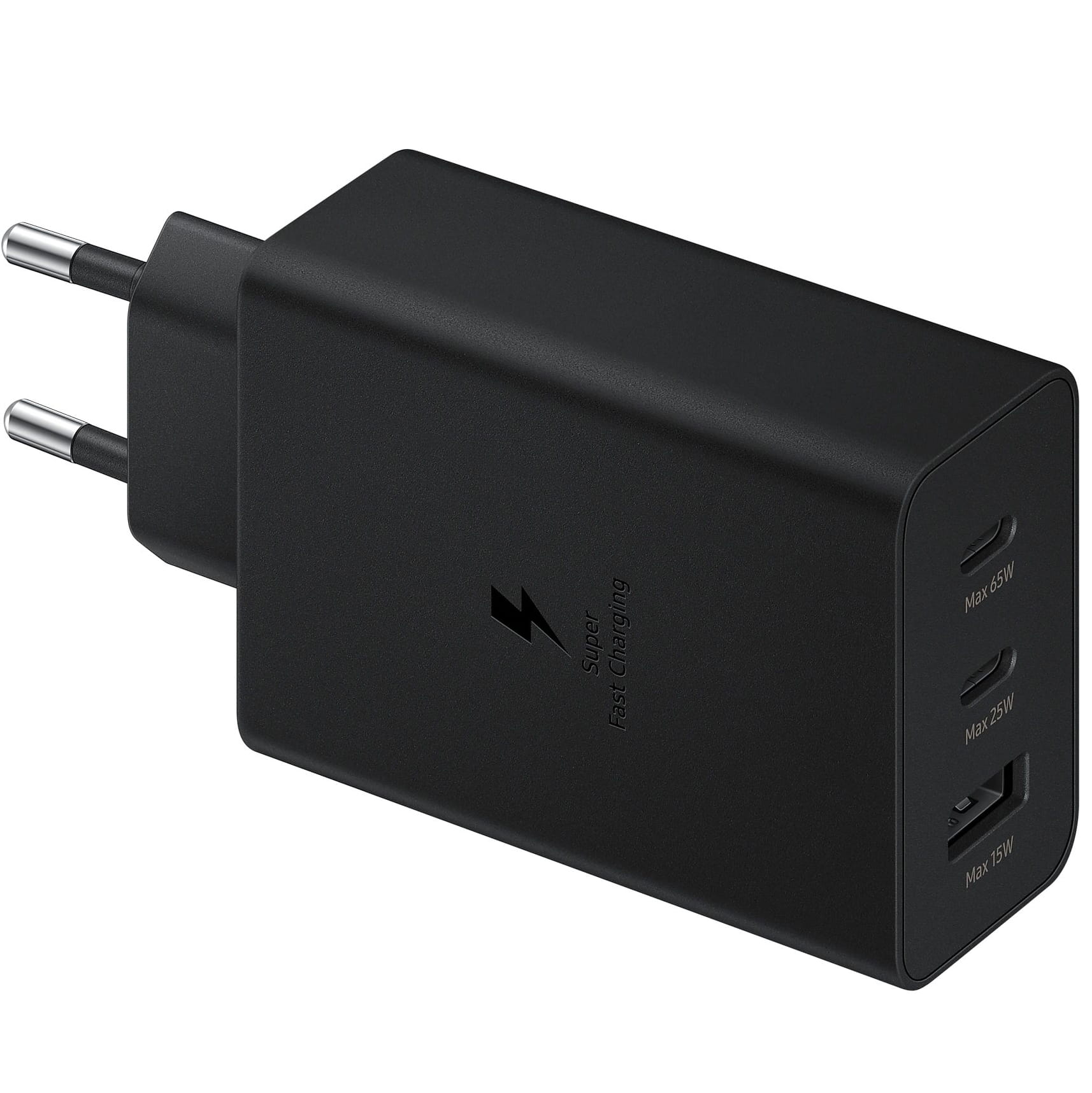 Wandladegerät Samsung Power Adapter Trio EP-T6530NBEGEU 65W PD 1x USB-A, 2x USB-C, schwarz