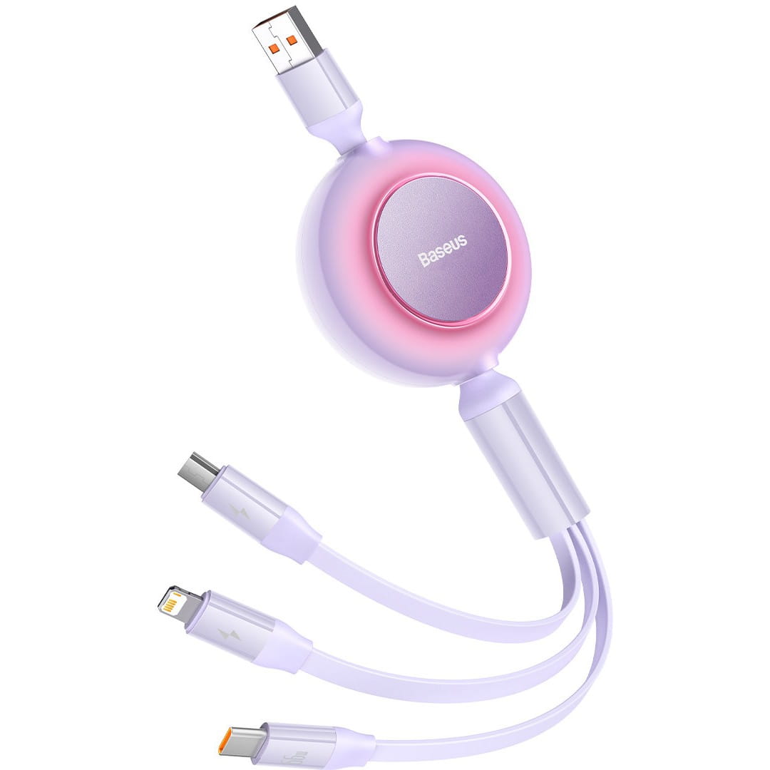 Kabel Baseus Bright Mirror 2 USB-A für Lightning / USB-C / MicroUSB 1,1 m, 66 W, Violet