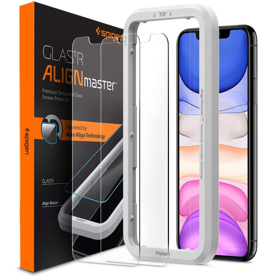Glas für die Schutzhülle Spigen Glas.tR Slim AM 2-Pack iPhone 11 / Xr transparent
