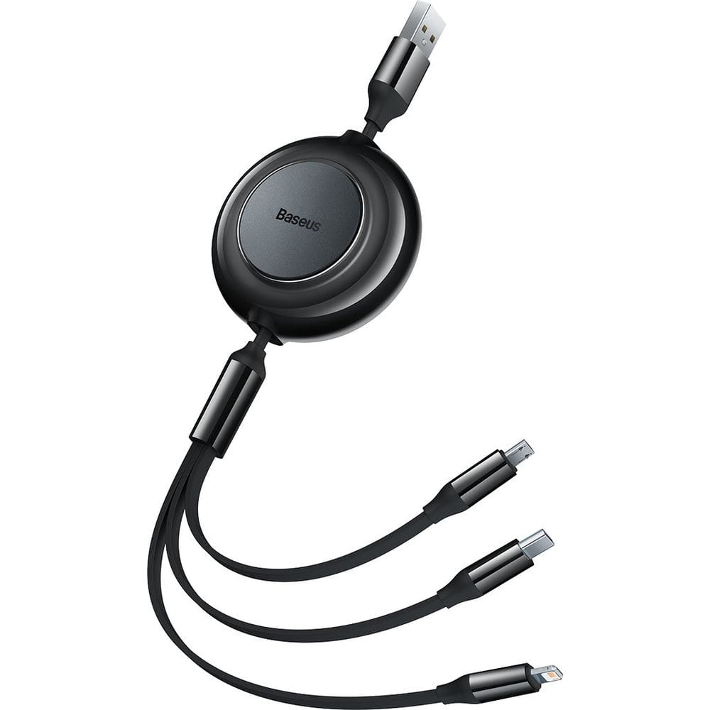 Kabel Baseus Bright Mirror 2 USB-A für Lightning / USB-C / MicroUSB 1,1 m, Schwarz