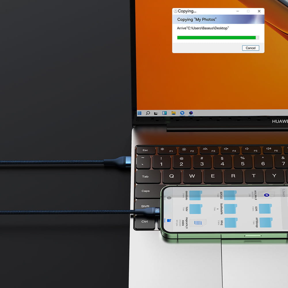 Kabel Baseus Flash Series II 3in1 USB-A für USB-C/ Lighning/ MicroUSB, 1,2M, 100 W, Schwarz