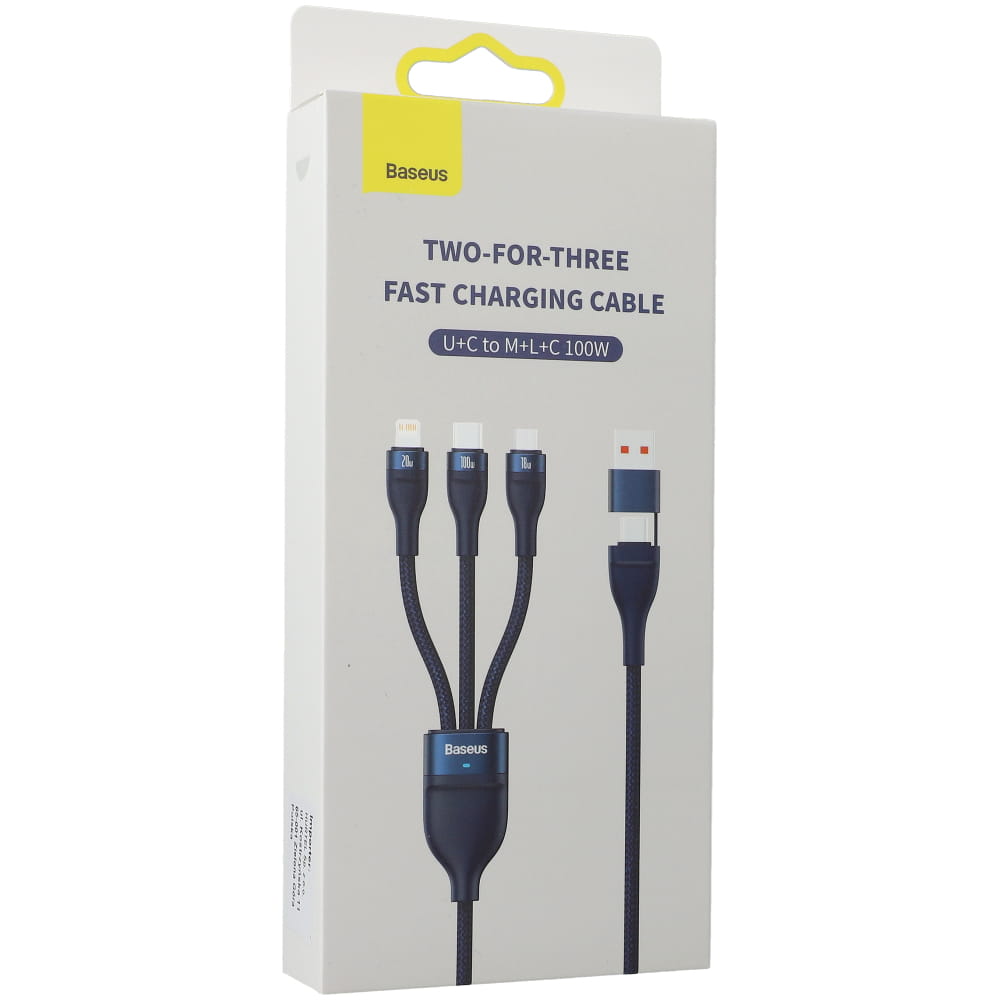 Kabel 3in1 USB-C / USB-A zu USB-C / Lighning / MicroUSB, Baseus Flash Series II, Dunkelblau