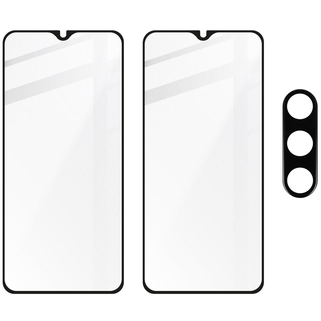 Gehärtetes Glas Bizon Glass Edge Pack - 2 Stück + Kameraschutz für Galaxy A24, Schwarz