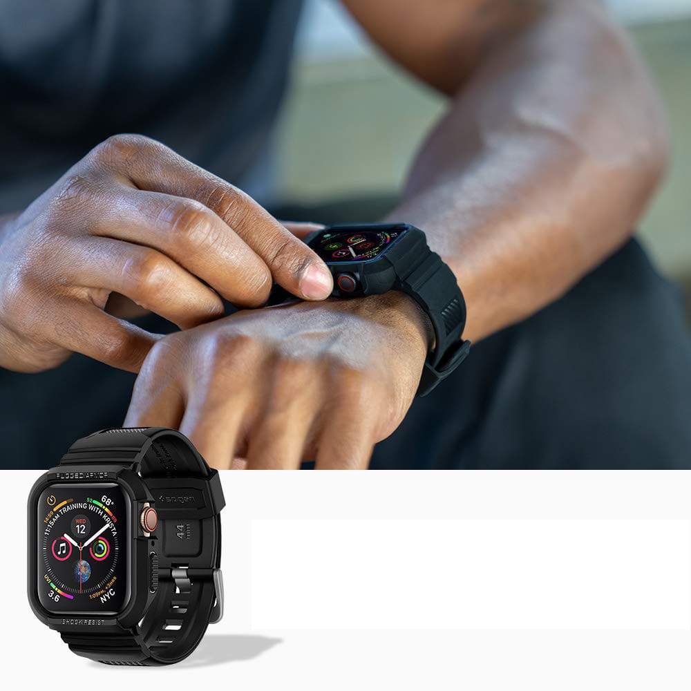 Schutzhülle Spigen Rugged Armor Pro Apple Watch 44mm SE/6/5/4 schwarz - Guerteltier