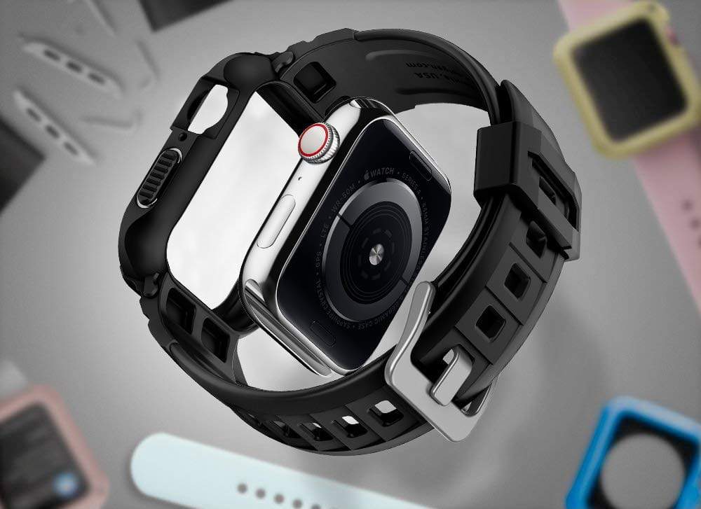 Schutzhülle Spigen Rugged Armor Pro Apple Watch 44mm SE/6/5/4 schwarz - Guerteltier