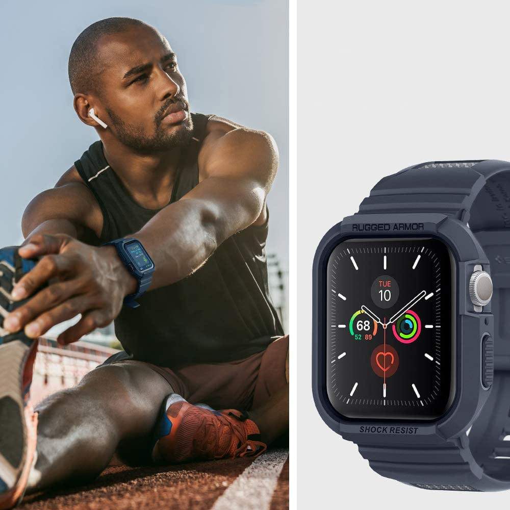 Schutzhülle Spigen Rugged Armor Pro Apple Watch 44mm SE/6/5/4 schwarzgrau - Guerteltier