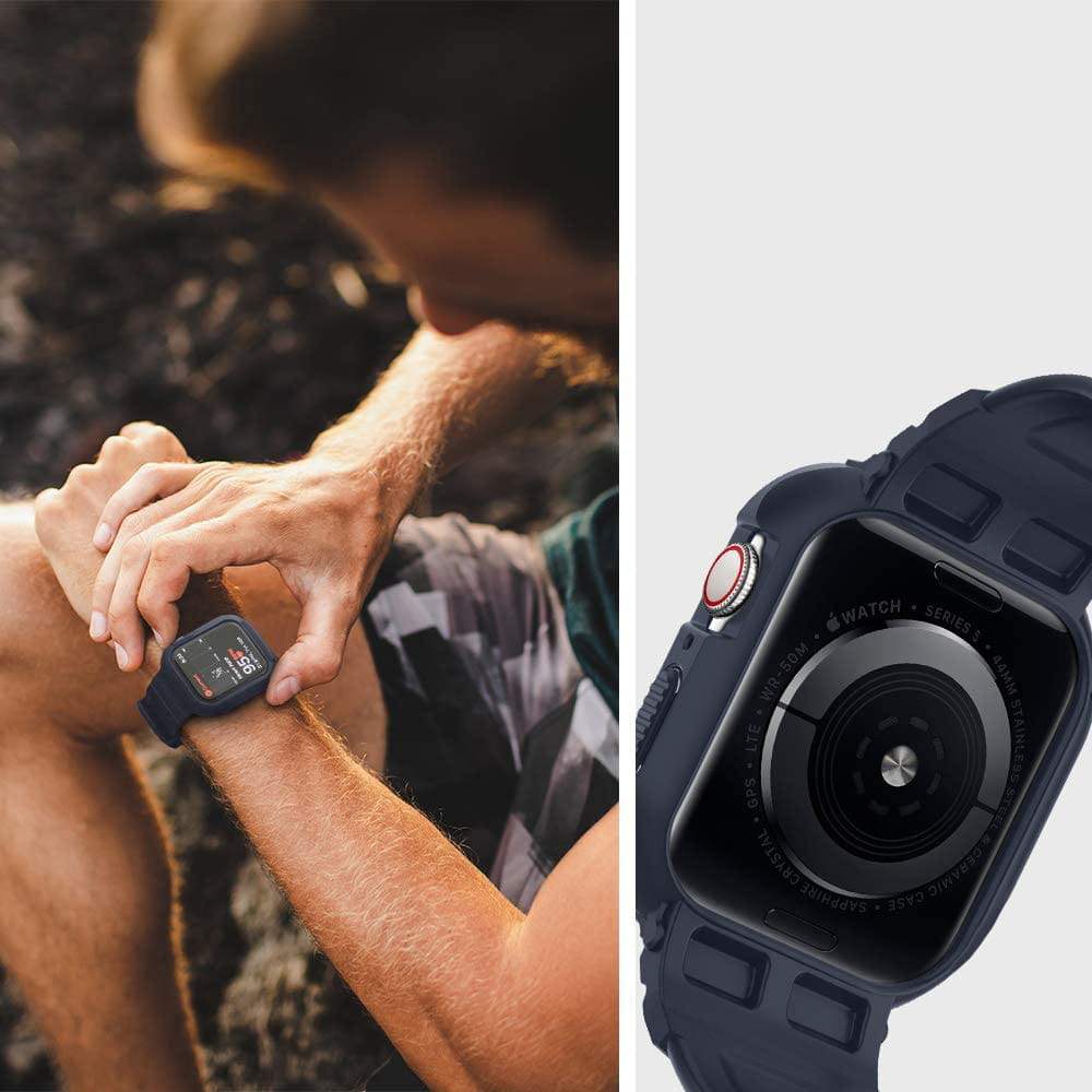 Schutzhülle Spigen Rugged Armor Pro Apple Watch 44mm SE/6/5/4 schwarzgrau - Guerteltier
