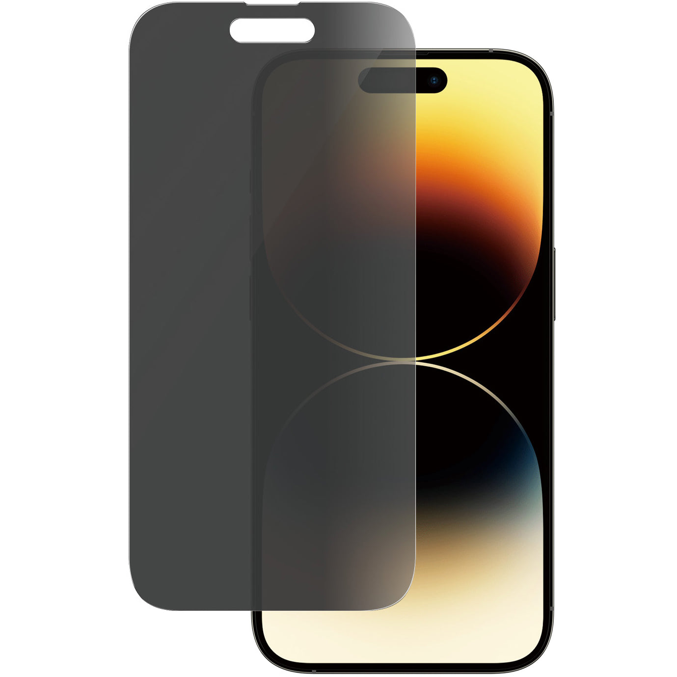 Gehärtetes Glas PanzerGlass Classic Fit Privacy für iPhone 14 Pro, Getönte
