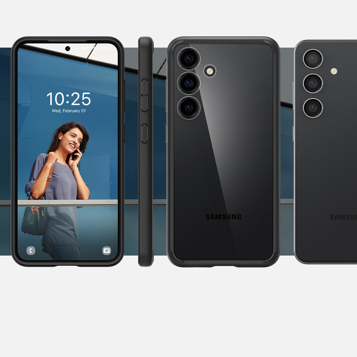 Schutzhülle für Galaxy S24, Spigen Ultra Hybrid, Transparent-Schwarz