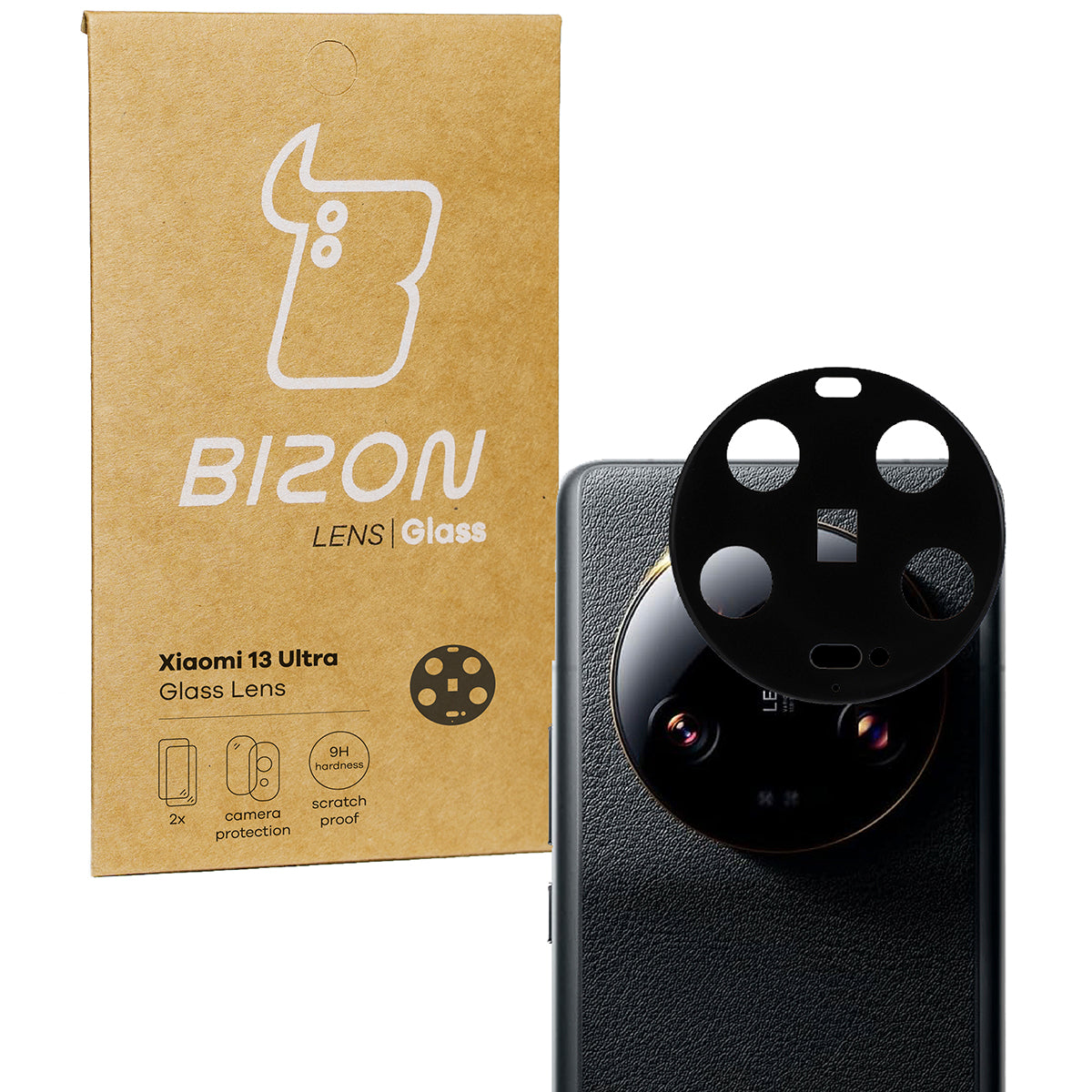 Gehärtetes Glas für die Kamera Bizon Glass Silk Lens für Xiaomi 13 Ultra, 2 Stück