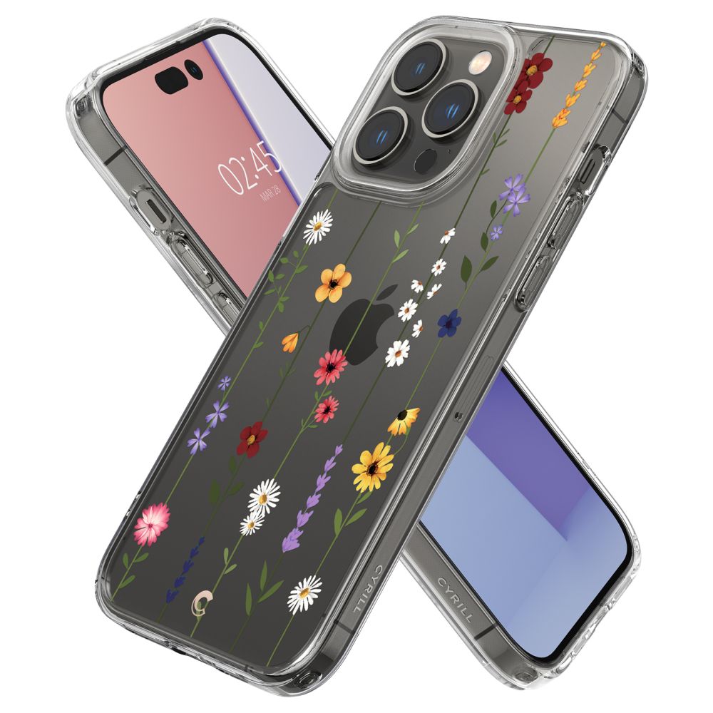 Schutzhülle für iPhone 14 Pro, Spigen Cyrill Cecile, bunte blumen