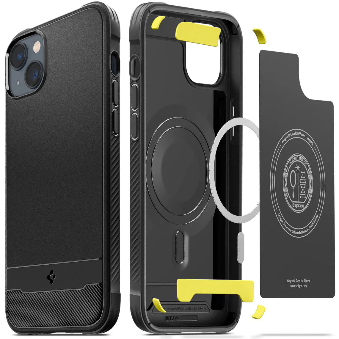 Schutzhülle Spigen Rugged Armor Mag mit MagSafe für iPhone 14, mattes Schwarz