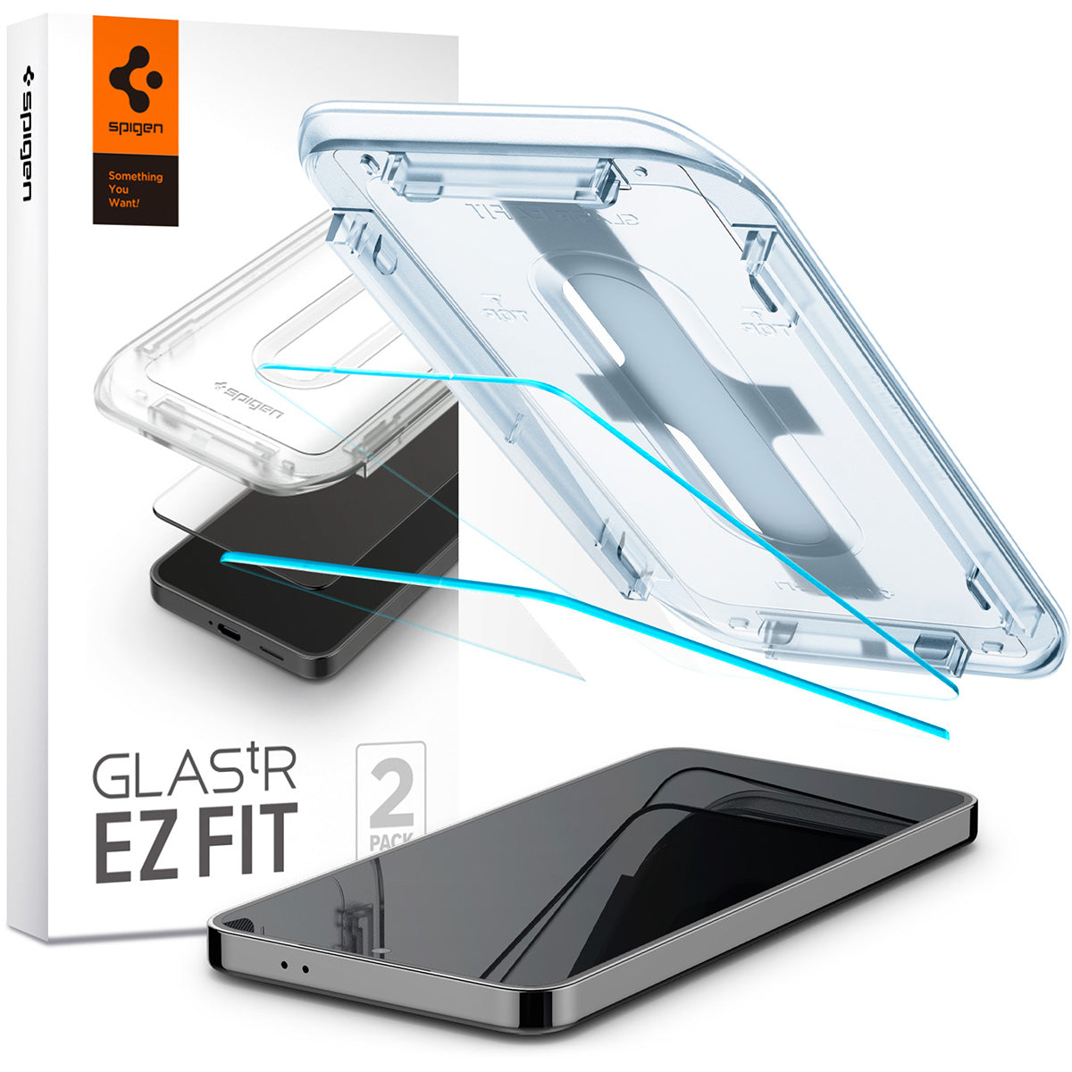 Glas für die Schutzhülle für Galaxy S24, Spigen Glas.tR EZ Fit 2-Pack