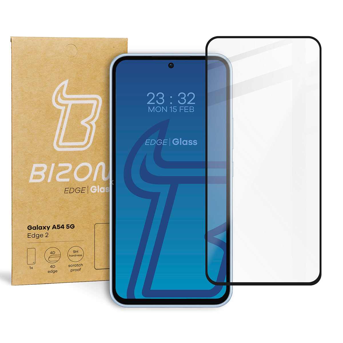 Gehärtetes Glas Bizon Glass Edge für Galaxy A54 5G, Schwarz