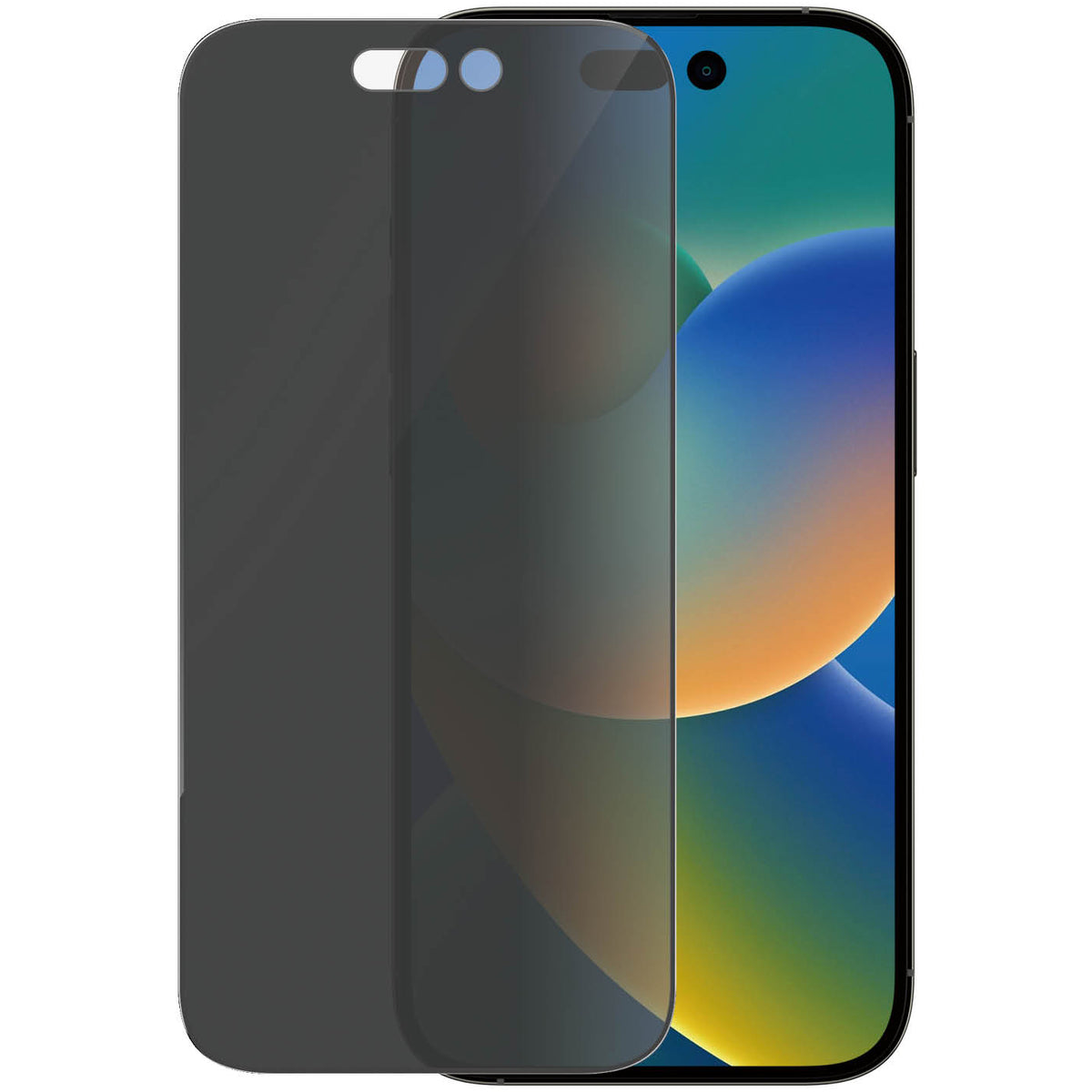 Gehärtetes Glas für das gesamte Display PanzerGlass Ultra-Wide Fit Privacy + EasyAligner für iPhone 14 Pro, Getönte mit schwarzer Rahmen