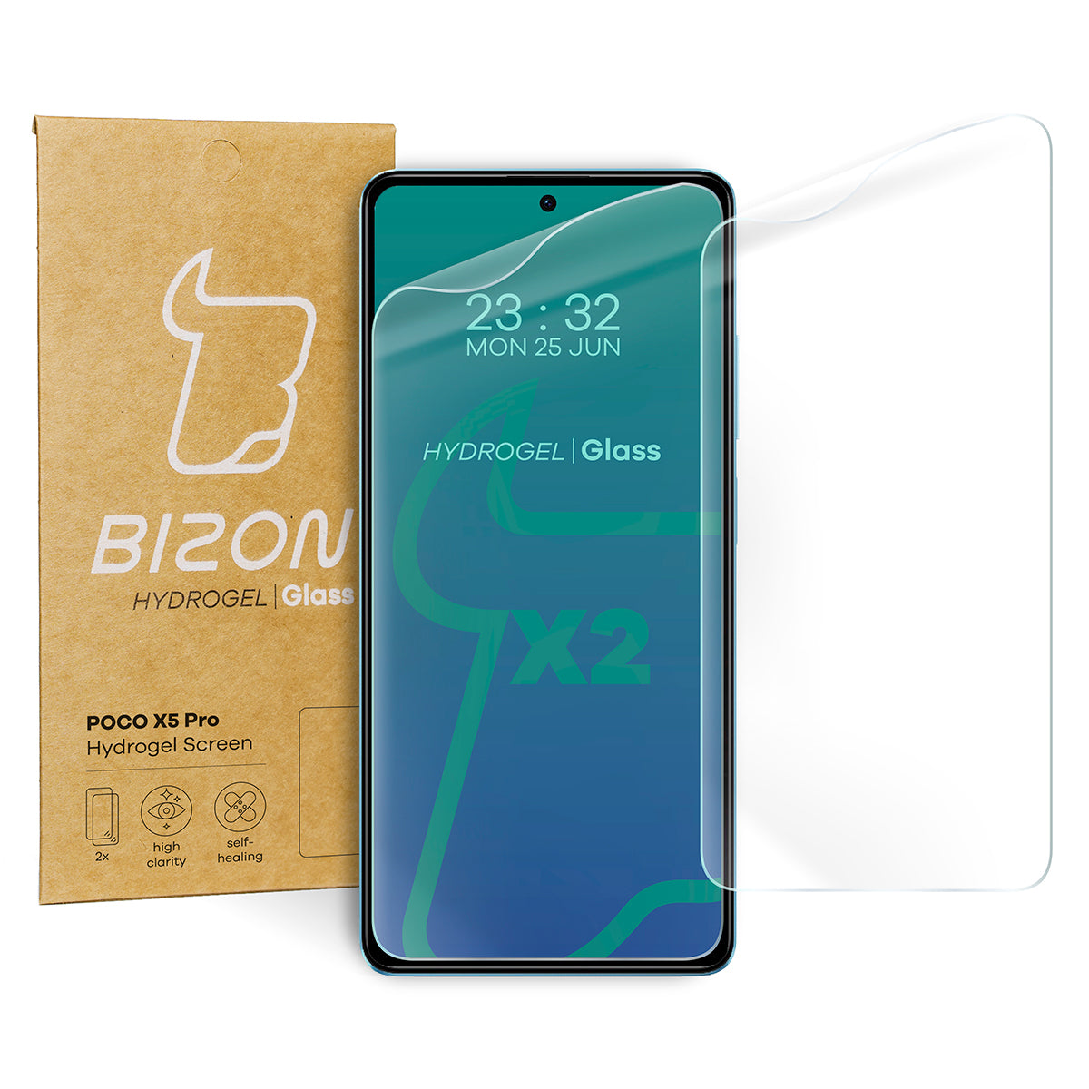 Hydrogel Folie für den Bildschirm Bizon Film Hydrogel Front Duo für Poco X5 Pro / Redmi Note 12 Pro 5G / Redmi Note 12 Pro+ 5G, 2 Stück