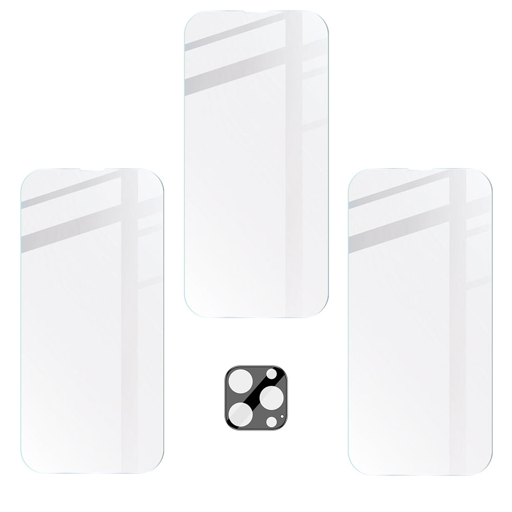 Gehärtetes Glas - 3 Stück + Kameraschutz, iPhone 14 Pro, Bizon Glass Clear Pack