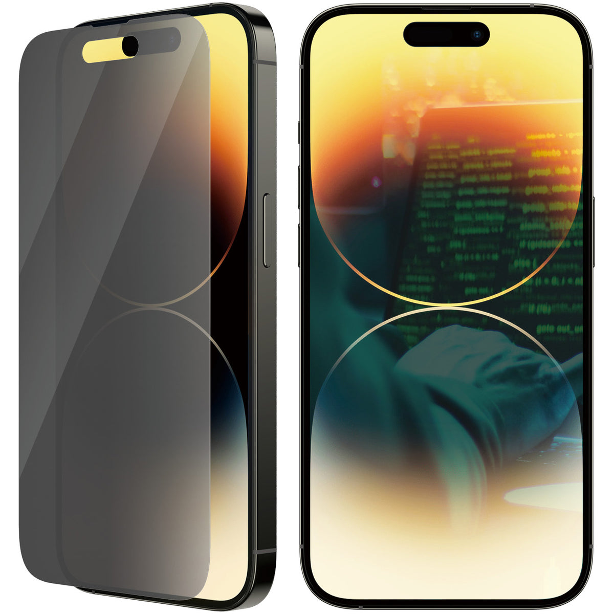 Gehärtetes Glas PanzerGlass Classic Fit Privacy für iPhone 14 Pro, Getönte