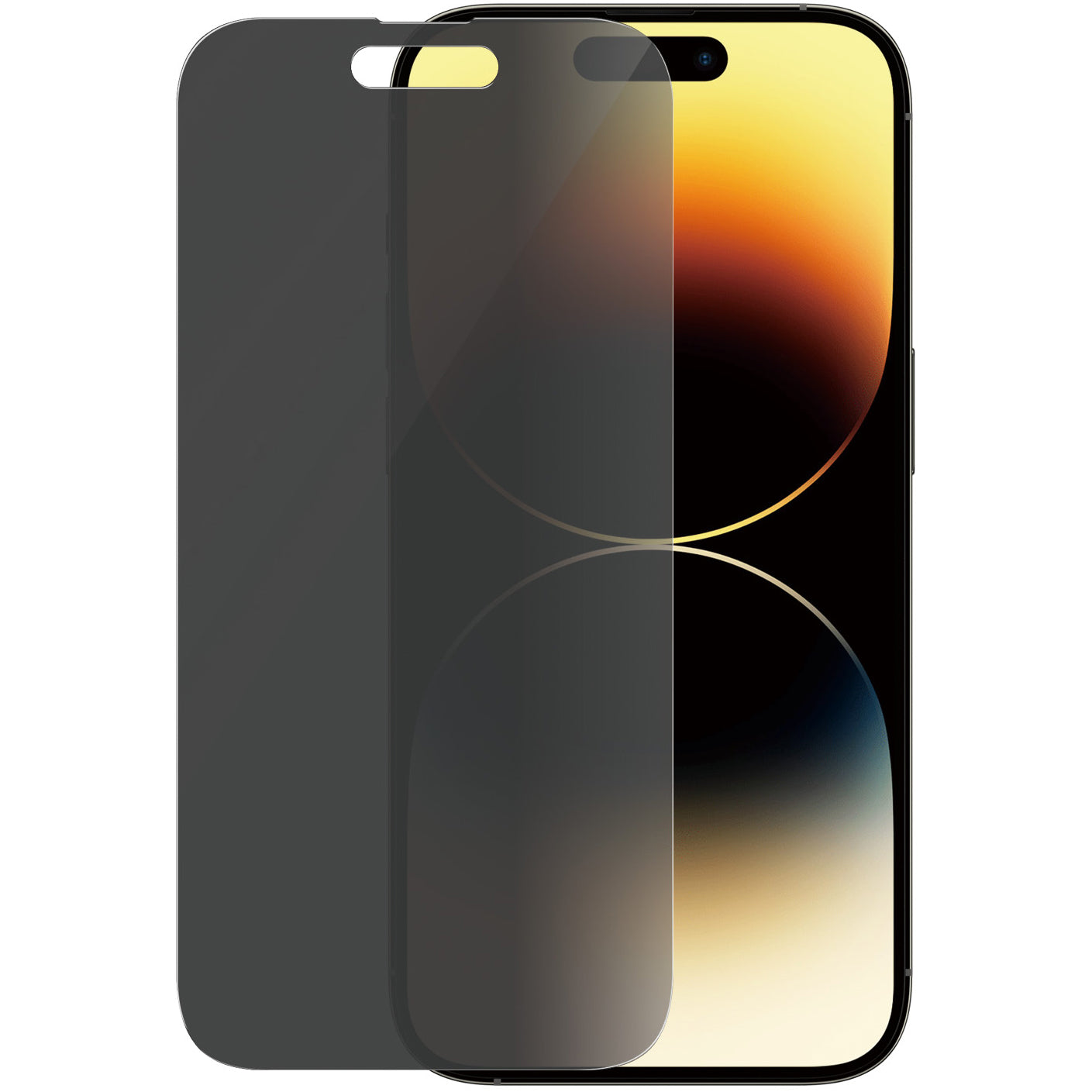 Gehärtetes Glas PanzerGlass Classic Fit Privacy für iPhone 14 Pro, Getönte