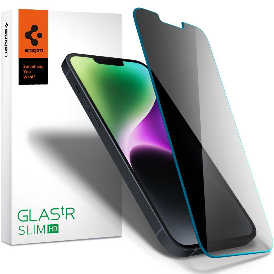 Glas für die Schutzhülle für iPhone 17e / 16e / 14 / 13 Pro / 13, Spigen Glas.tR Slim Privacy 1-Pack mit Sichtschutzfilter