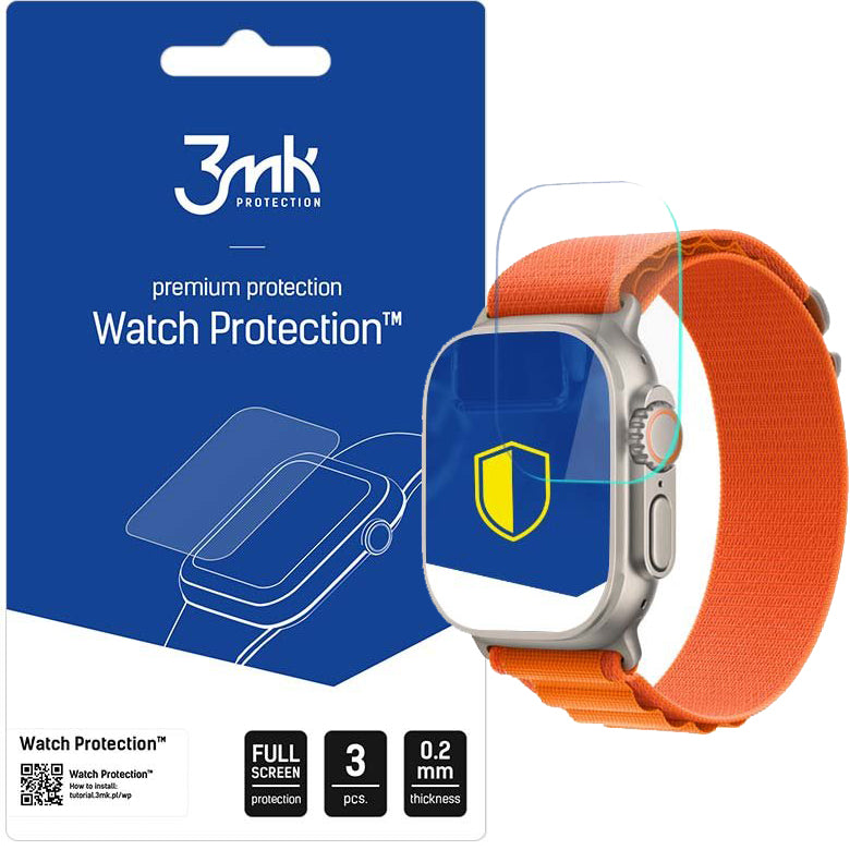 Hybridglas 3mk Watch Protection für Apple Watch Ultra 3/2/1 49 mm, 3 Stück
