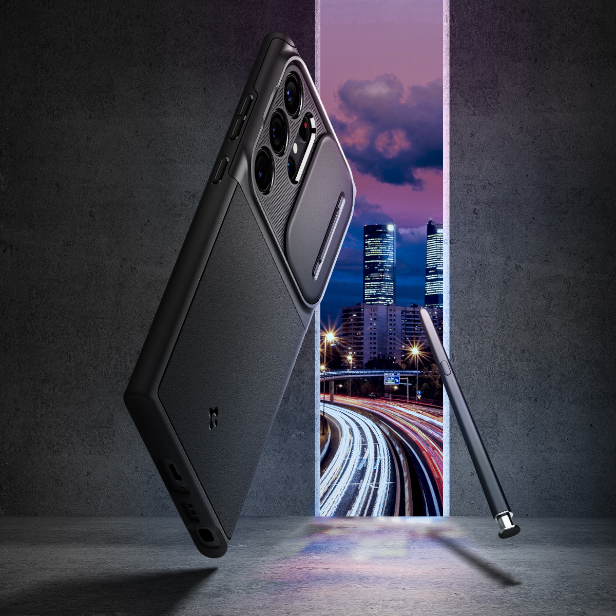 Schutzhülle Spigen Optik Armor für Galaxy S23 Ultra, Schwarz