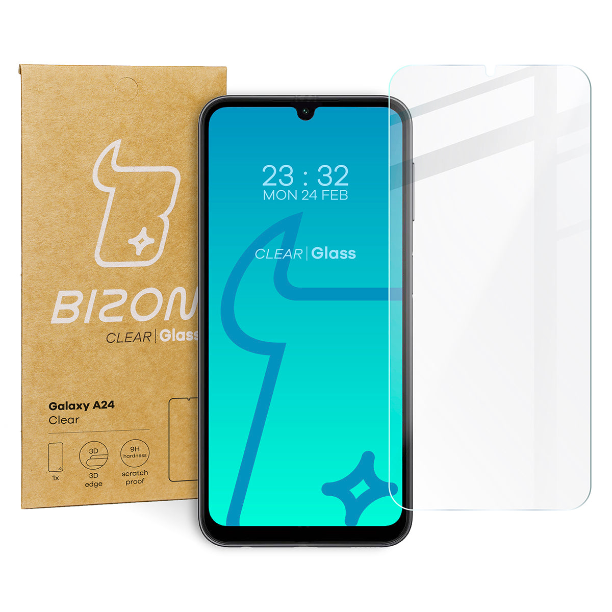 Gehärtetes Glas für Galaxy A24 4G, Bizon Glass Clear