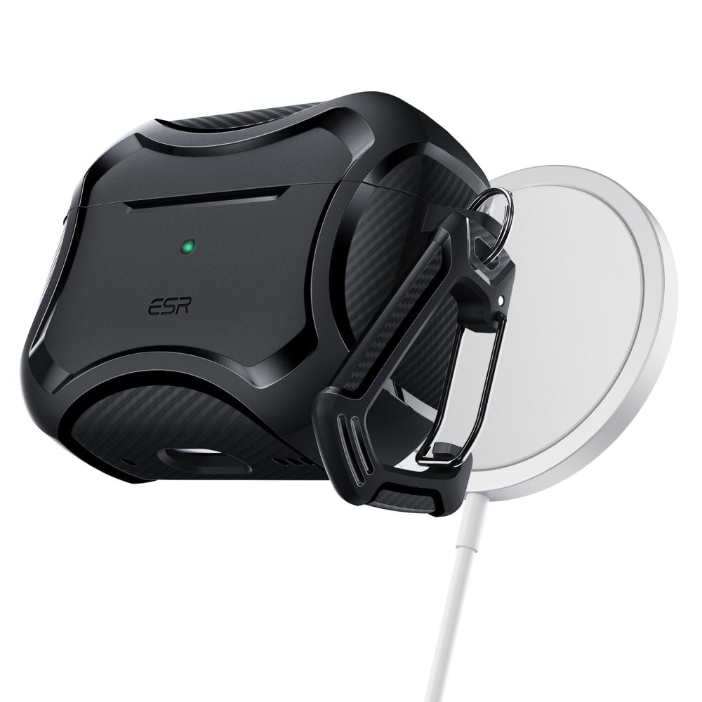 Schutzhülle ESR Cyber Armor Halolock mit MagSafe für Apple AirPods Pro 1 / 2, Schwarz