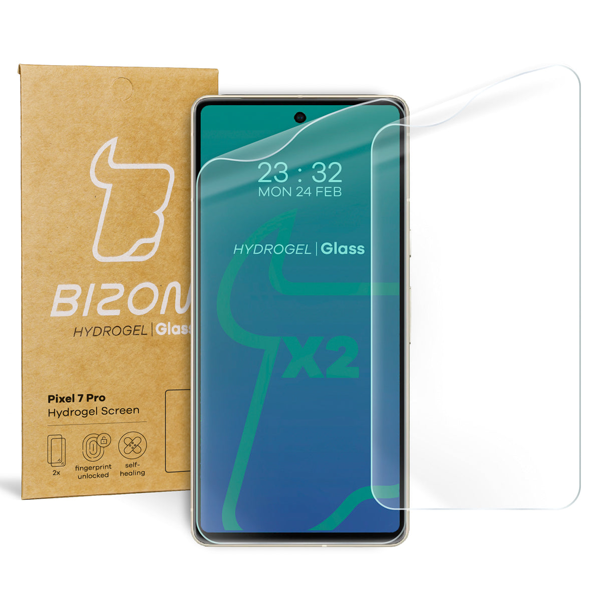 Hydrogel Folie für den Bildschirm Bizon Film Hydrogel Front Duo für Pixel 7 Pro, 2 Stück